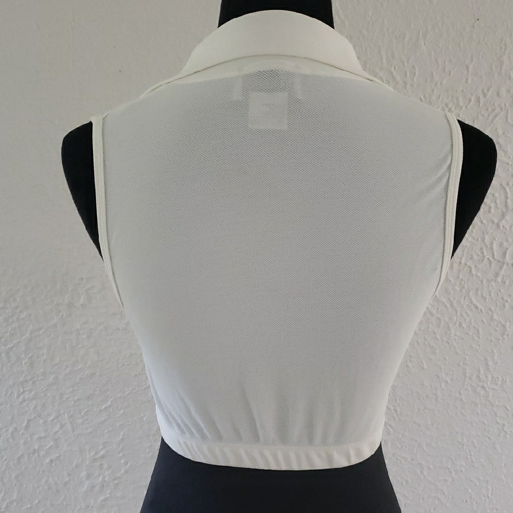 Versace White Sleeveless Crop Tank with Sailor Collar - Picture 3 of 4